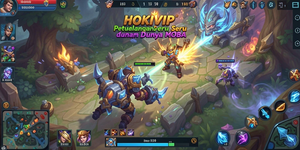Tampilan gameplay seru HOKIVIP dalam arena MOBA.