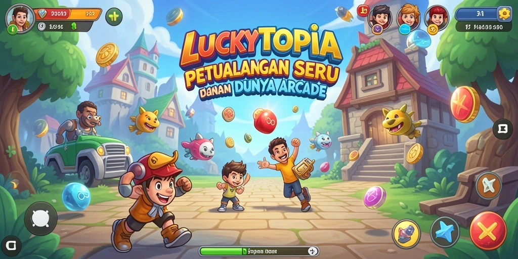 Tampilan gameplay menarik LUCKYTOPIA dengan aksi seru.