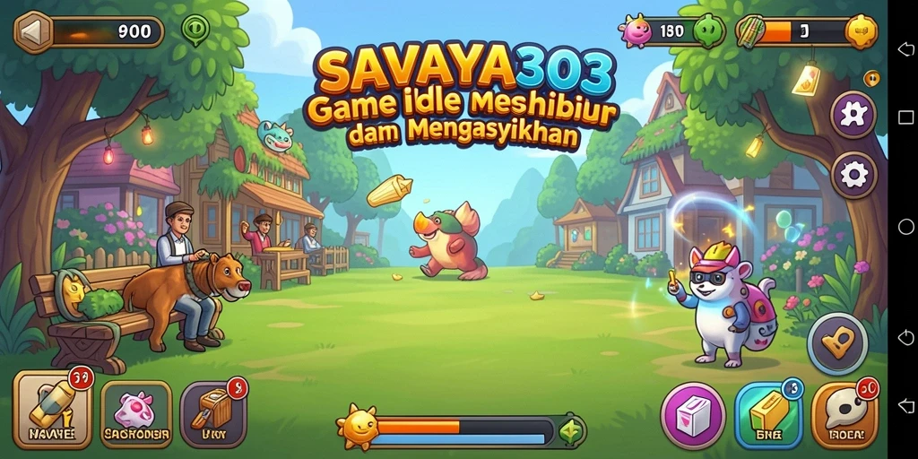 Tangkapan layar dari gameplay SAVAYA303 yang menampilkan karakter yang sedang bekerja secara otomatis.