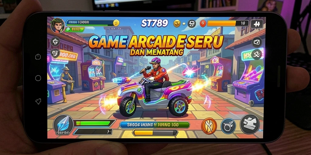 Screenshot ST789 menunjukkan aksi seru dalam gameplay arcade.