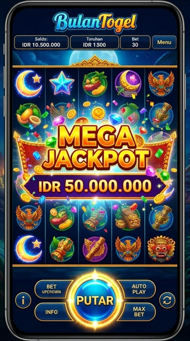 Screenshot aplikasi bulantogel dengan tampilan menu utama.